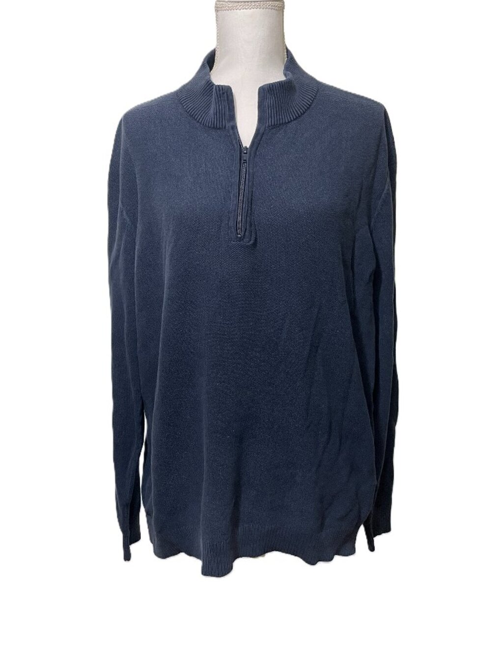 Mens Ocean Coast XXL Navy Blue Pullover, Longsleeve, Knit Stylish Zipper Collar